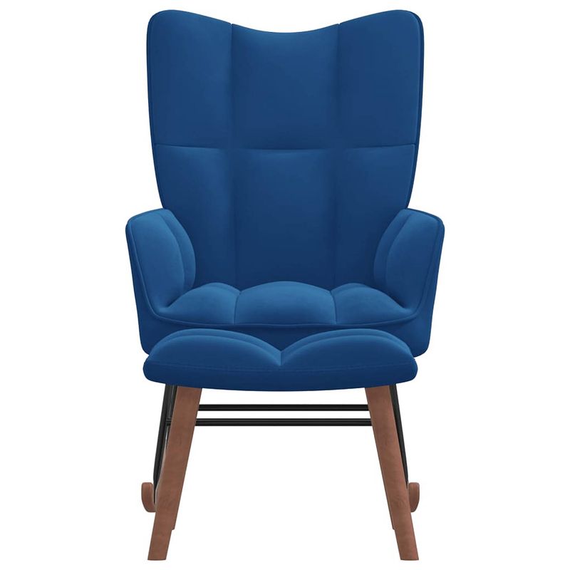 Foto van The living store schommelfauteuil blokpatroon - 61 x 78 x 98 cm - blauw