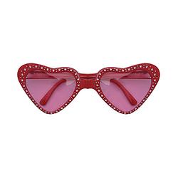 Foto van Hippie flower power sixties hartjes glazen zonnebril rood - verkleedbrillen