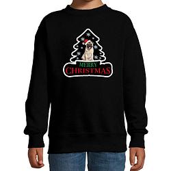 Foto van Dieren kersttrui mopshond zwart kinderen - foute honden kerstsweater 9-11 jaar (134/146) - kerst truien kind