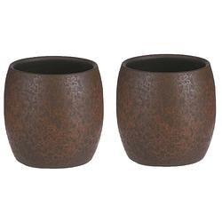 Foto van Mica decorations bloempot/plantenpot - 2x - roest/terracotta bruin - voor kamerplant - h12 x d14 cm - plantenpotten