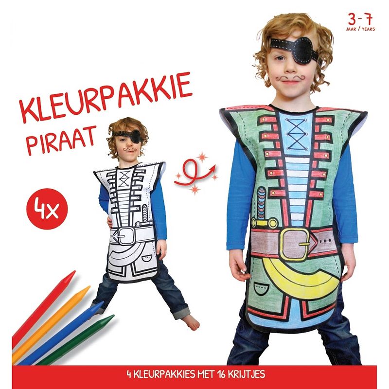 Foto van Kleurpakkie piraat - 4-pack - knutselset tekenen