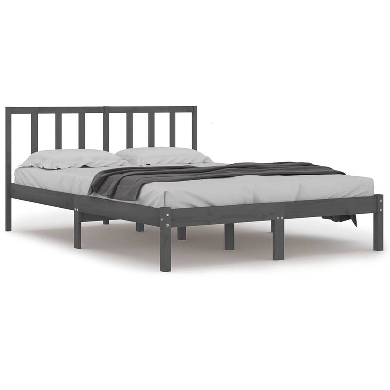 Foto van Vidaxl bedframe massief grenenhout grijs 140x200 cm