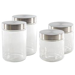 Foto van Set van 4x keuken voedsel opslag voorraadpotten glas in 2 formaten - voorraadpot