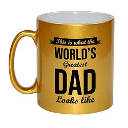 Foto van Gouden worlds greatest dad cadeau koffiemok / theebeker 330 ml - feest mokken