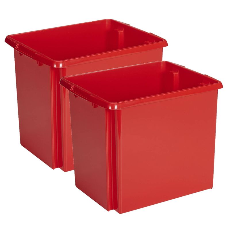 Foto van Sunware opslagbox - 2 stuks - kunststof 45 liter rood 45 x 36 x 36 cm - opbergbox