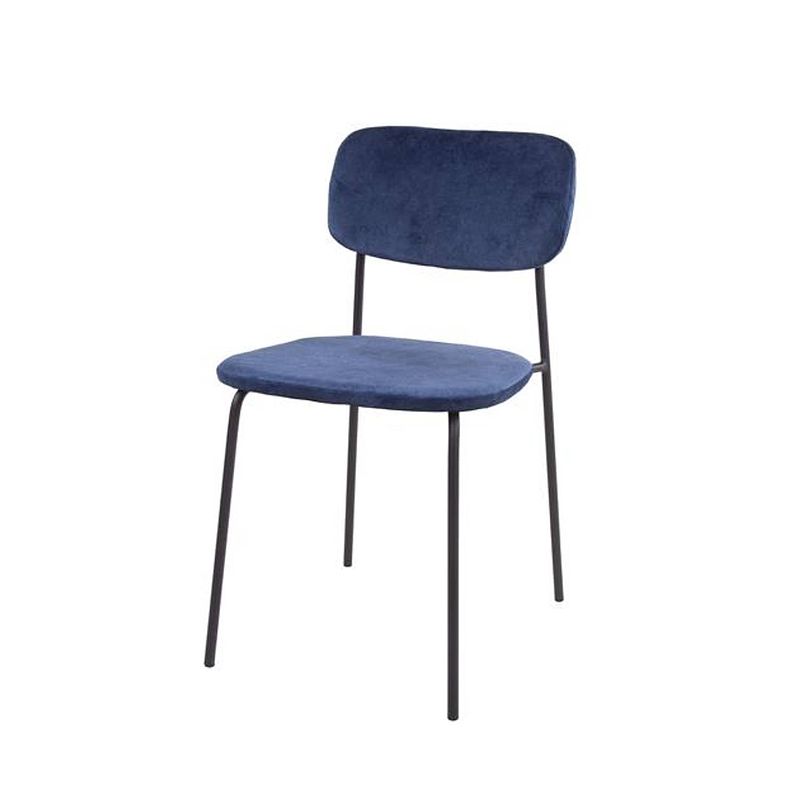 Foto van Hoyz collection - stoel open rug ronde buis 4 stuks - blauw velours