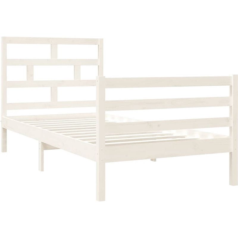 Foto van The living store bedframe grenenhout - wit - 195.5 x 96 x 100 cm - stevige lattenbodem - geschikt voor 90 x 190 cm