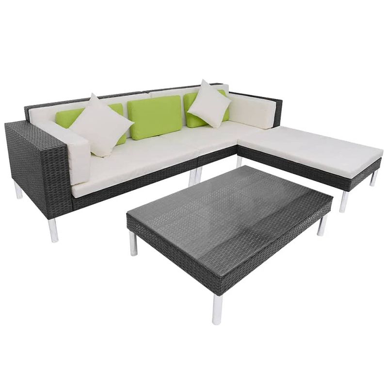 Foto van Vidaxl loungeset poly rattan zwart 17-delig