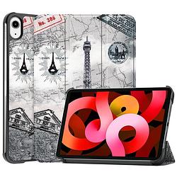 Foto van Basey ipad air 2022 (5e generatie) hoesje kunstleer hoes case cover - eiffeltoren