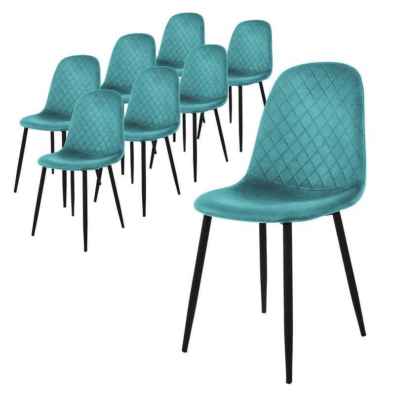 Foto van Ml-design eetkamerstoelen set van 8, petrol, keukenstoel met fluwelen bekleding, woonkamerstoel met rugleuning,