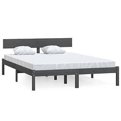 Foto van Vidaxl bedframe massief grenenhout grijs 135x190 cm uk double