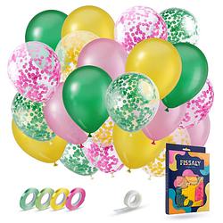 Foto van Fissaly® 40 stuks roze & witte latex ballonnen met accessoires - helium - decoratie - bruiloft & trouwen