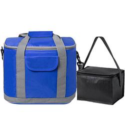 Foto van Koeltassen set draagtas/schoudertas blauw/zwart 22 en 4 liter - koeltas