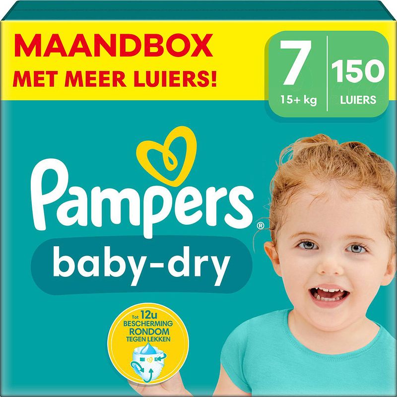 Foto van Pampers - baby dry - maat 7 - maandbox - 150 stuks - 15+ kg