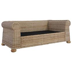 Foto van The living store rattan sofa - natuurlijk fitrit rattan - 155 x 78 x 67 cm - crèmewit linnen kussens