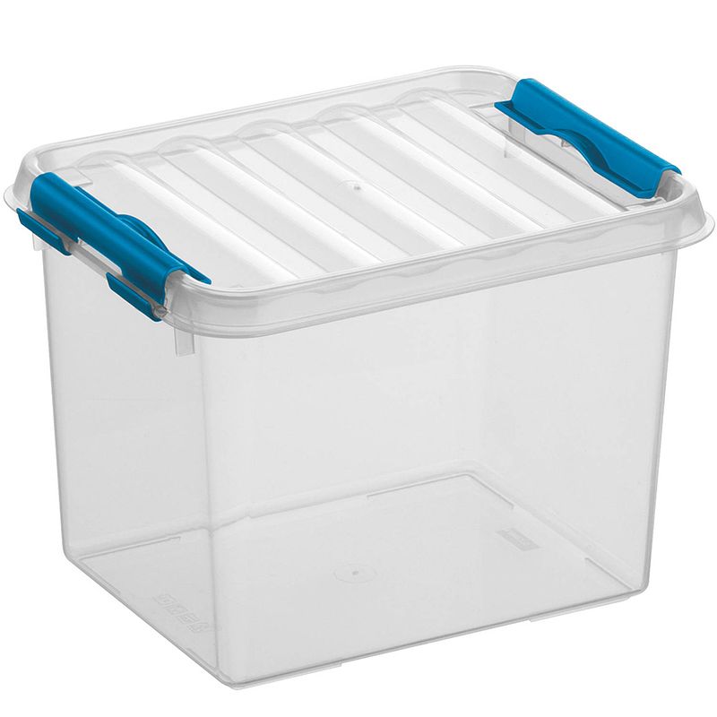 Foto van Sunware - q-line opbergbox 3l transparant blauw - 20 x 15 x 14,3 cm