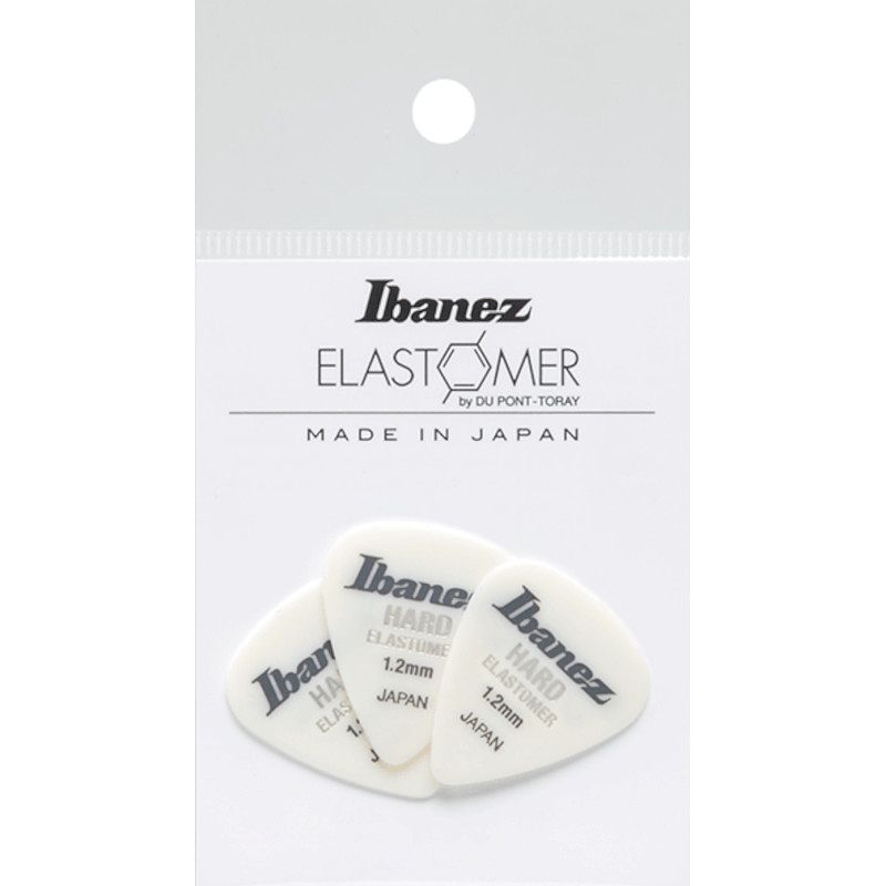 Foto van Ibanez bel14hd12 elastomer plectrums 3-pack hard 1.2 mm - wit teardrop