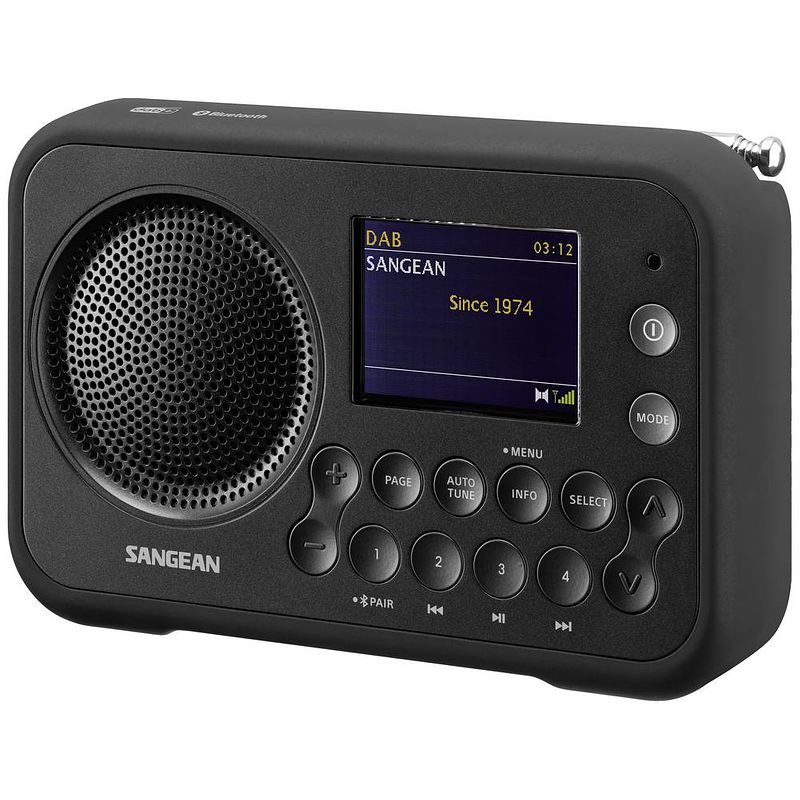 Foto van Sangean dpr-76bt zakradio dab+, vhf (fm) aux, bluetooth, dab+, fm toetsvergrendeling grijs