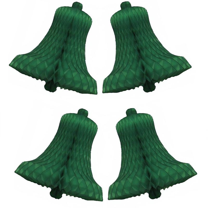 Foto van Kerstdecoratie boomversiering kerstklokjes groen 16 cm - hangdecoratie