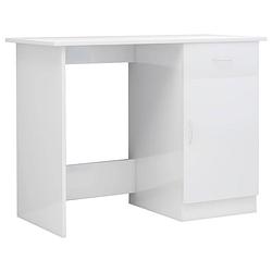 Foto van Vidaxl bureau 100x50x76 cm spaanplaat hoogglans wit