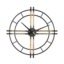 Foto van Ptmd joanna black metal clock with gold tubes round