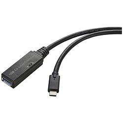 Foto van Renkforce usb-kabel usb 3.2 gen1 (usb 3.0 / usb 3.1 gen1) usb-c stekker, usb-a bus 5.00 m zwart actief met signaalversterking, met otg-functie rf-5231962