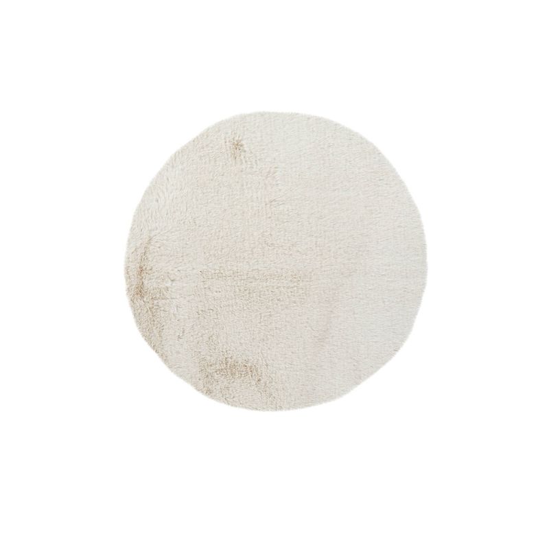 Foto van Kayoom - hoogpolig badkamer tapijt - wasbaar - wit - rond - 100cm - antislip - douchemat - badmat - wc mat