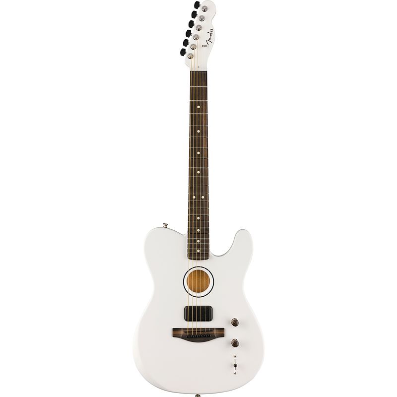 Foto van Fender limited edition finneas american acoustasonic telecaster arctic white