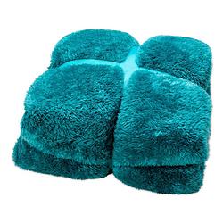 Foto van Wicotex-plaid-deken-fleece plaid fluff turquoise 150x200cm-zacht en warme fleece deken.