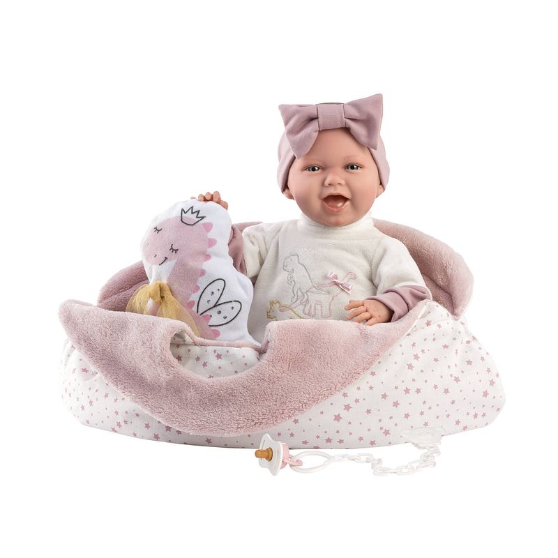 Foto van Llorens babypop mimi met reiswieg - 42 cm