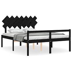 Foto van The living store bed grenenhout - bedframe - 195.5 x 145.5 x 80.5 cm - zwart