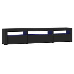 Foto van The living store tv-meubel - zwart - 195 x 35 x 40 cm - met rgb led-verlichting - bewerkt hout