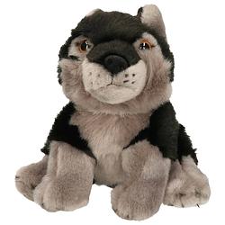 Foto van Pluche zwarte wolf/wolven knuffel 18 cm speelgoed - knuffel bosdieren