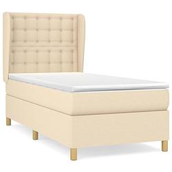 Foto van The living store boxspringbed - comfort - bed - 203x93x118/128 cm - crème