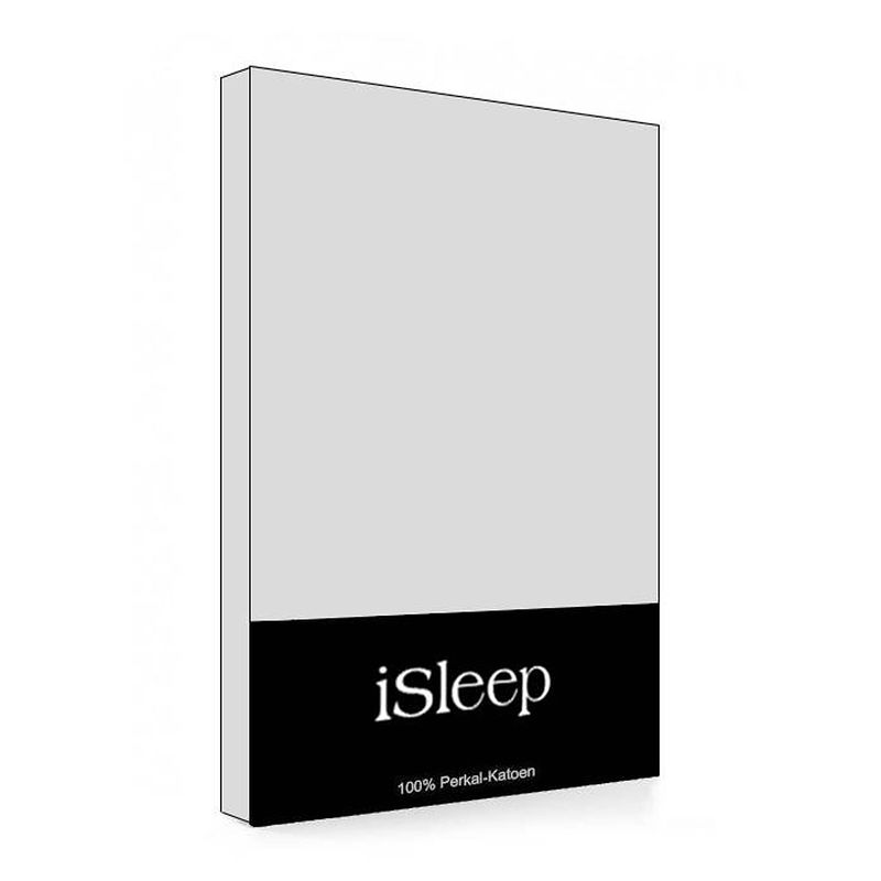 Foto van Isleep topper hoeslaken perkal katoen - zilver - 160x200