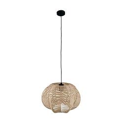 Foto van Dknc - hanglamp - rotan - 38x38x25cm - beige