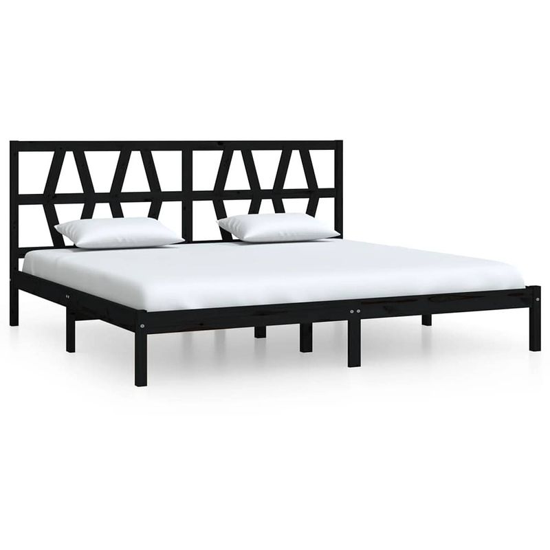 Foto van Vidaxl bedframe massief grenenhout zwart 200x200 cm