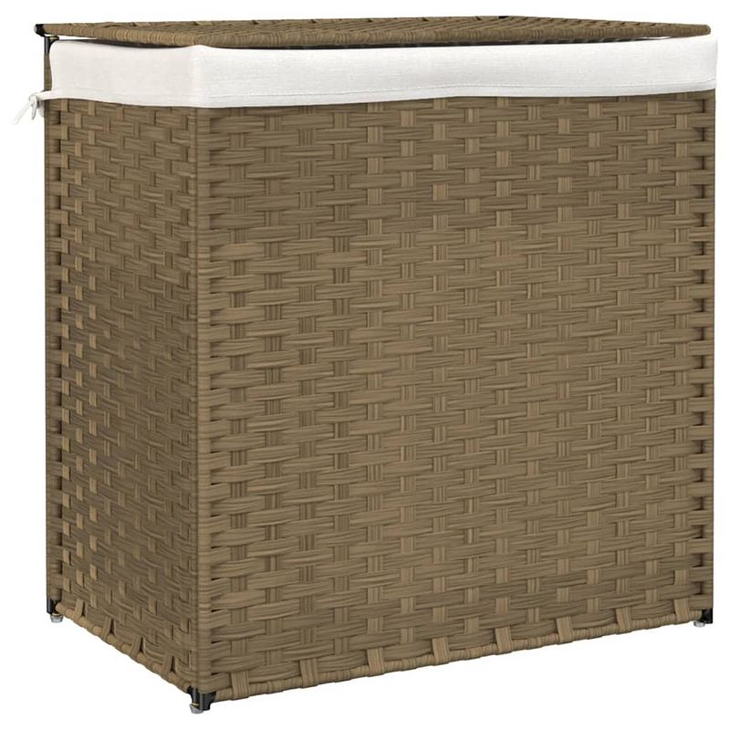 Foto van Vidaxl wasmand met 2 vakken 53x35x57 cm poly rattan