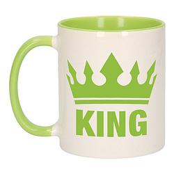 Foto van Cadeau king mok/ beker groen wit 300 ml - feest mokken