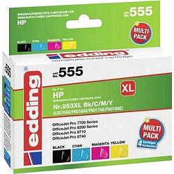 Foto van Edding cartridge vervangt hp 953xl (3hz52ae) compatibel combipack zwart, cyaan, magenta, geel edd-555 18-555