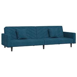 Foto van The living store slaapbank - blauw fluweel - 220 x 84.5 x 69 cm - makkelijk om te bouwen