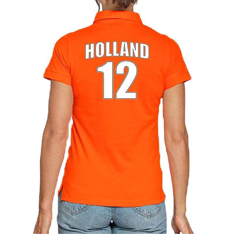 Foto van Holland shirt met rugnummer 12 - nederland fan poloshirt / outfit voor dames xs - feestshirts