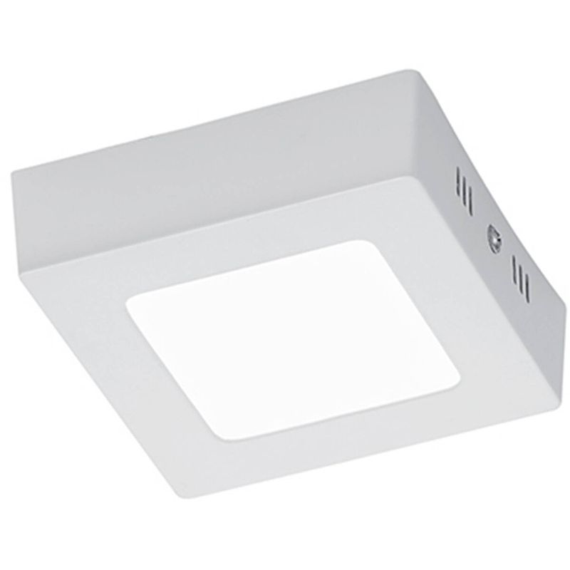 Foto van Led plafondlamp - plafondverlichting - trion zonin - 5w - warm wit 3000k - vierkant - mat wit - aluminium