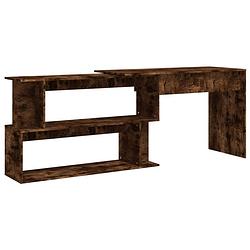 Foto van The living store bureau gerookt eiken - kantoorbureau en hoekbureau - 200x50x76 cm - opbergruimte - draaibaar ontwerp -