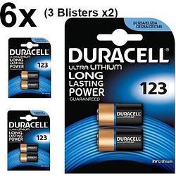 Foto van 6 stuks (3 blisters a 2st) - duracell cr123 cr123a 3v lithium batterij (duo pack)