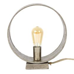 Foto van Giga meubel gm tafellamp 1-lichts - rond - antiek nikkel - lamp loop