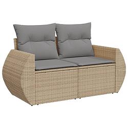 Foto van Vidaxl tuinbank 2-zits met kussens poly rattan beige