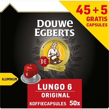 Foto van Douwe egberts lungo original koffiecups 45 + 5 gratis bij jumbo