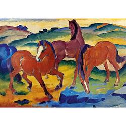 Foto van Franz marc - die roten pferde kunstdruk 29.7x21cm