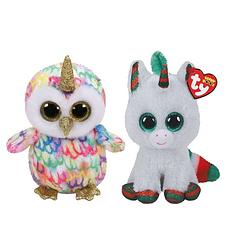 Foto van Ty - knuffel - beanie boo's - enchanted owl & chritmas unicorn